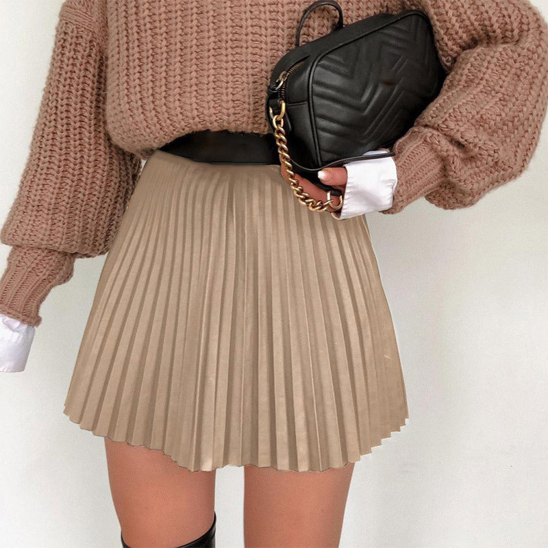 Amy Fashion - Chic High Waisted  A-line Mini Fashion Skirt