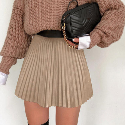 Amy Fashion - Chic High Waisted  A-line Mini Fashion Skirt