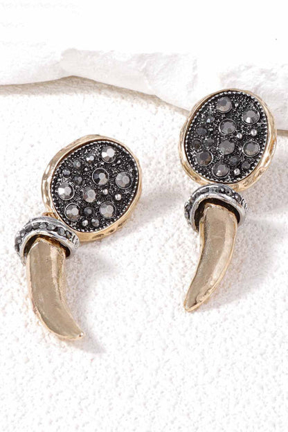 Fashionable Diamond-encrusted Animal Fang-shaped Pendant Earrings