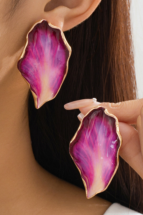 French Retro Irregular Pleated Enamel Geometric Earrings