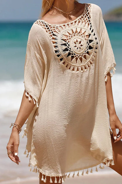 Vestido playero de ganchillo estilo bohemio
