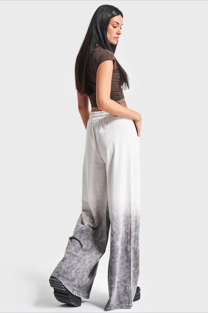 High Waist Ombre Drawstring Wide Jean