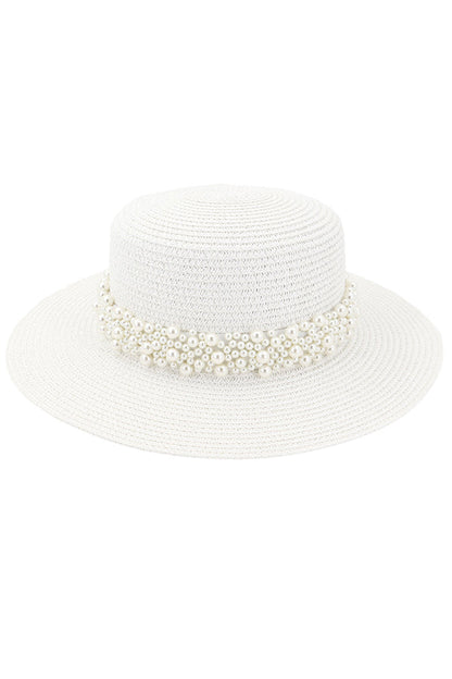 Pearl Embellished Beach Hat
