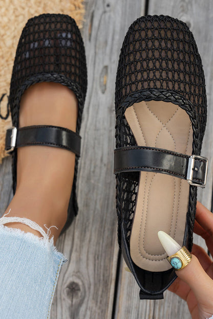 Stylish Mesh Square Toe Flat Casual Shoes