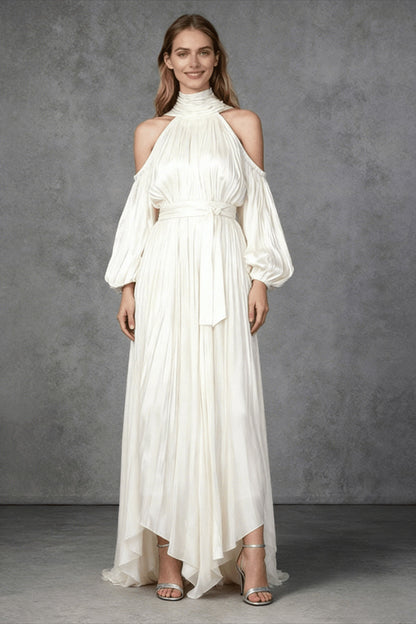 Off Shoulder Long Sleeve Reception Dress