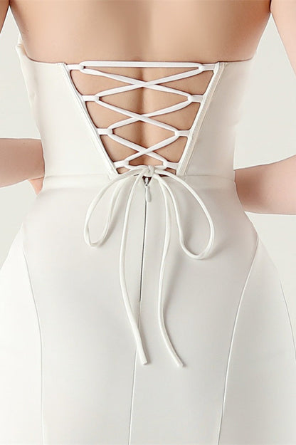 Vestido de fiesta plisado palabra de honor con escote corazón