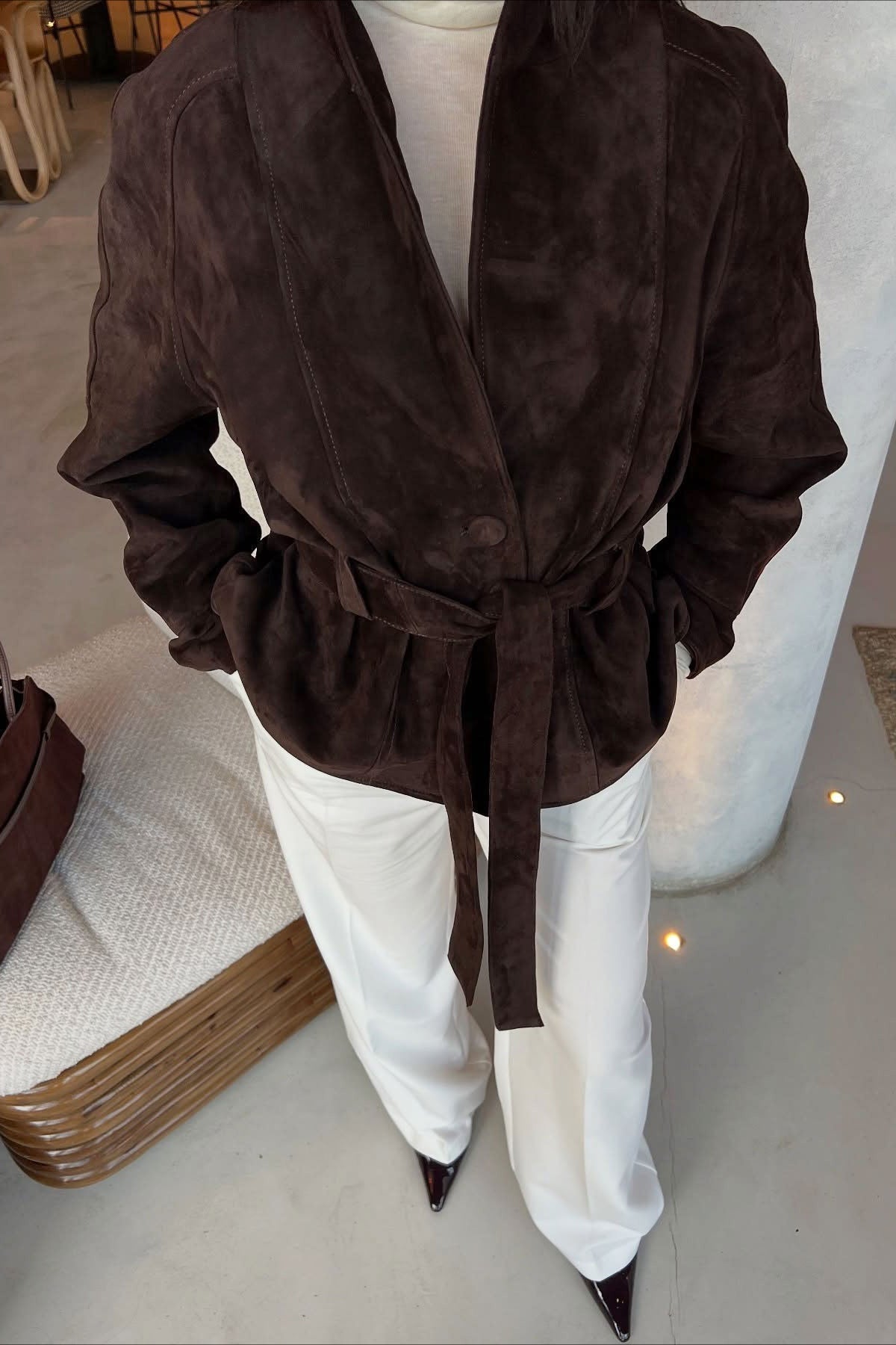 Chaqueta de gamuza vintage de manga larga