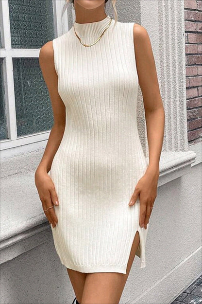 Vestido de punto sin mangas y cuello redondo
