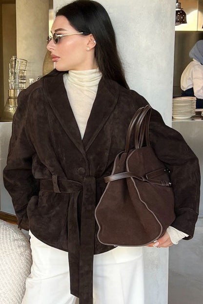 Chaqueta de gamuza vintage de manga larga