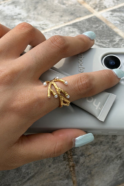 Ocean-themed Diamond-encrusted Fashion Open Ring