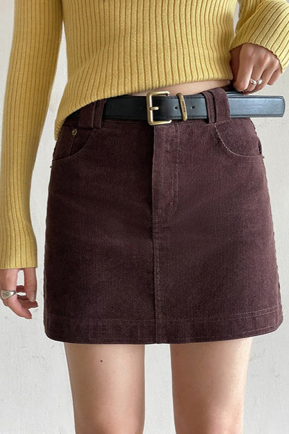 Falda retro de pana con corte en A