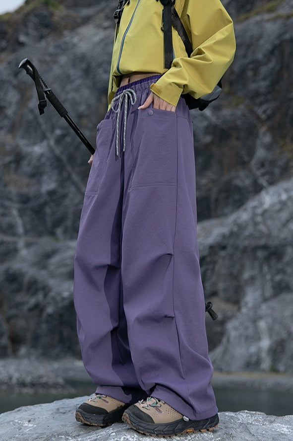Pantalones anchos cargo de secado rápido, con puños y de colores