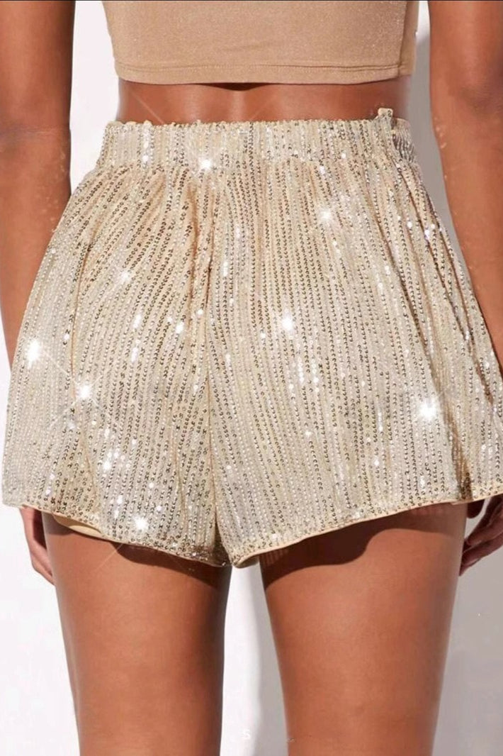 Pantalones cortos negros Y2K de lentejuelas brillantes