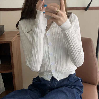 Casual O-Neck Soft Twisted Knit Cardigan