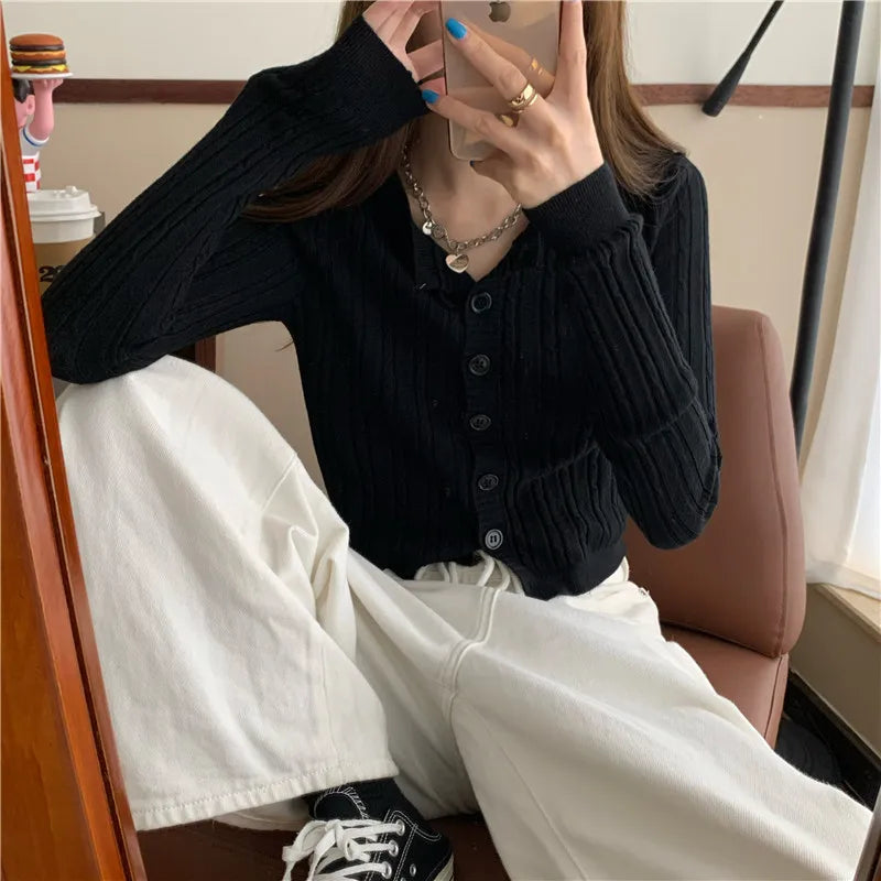 Casual O-Neck Soft Twisted Knit Cardigan