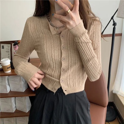 Casual O-Neck Soft Twisted Knit Cardigan