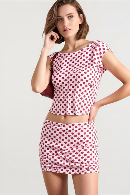 Sexy Polka Dot Crop Dolman Vacation Set