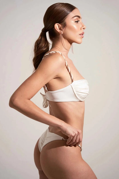 Conjunto de Bikini de 3 Piezas con Botones de Concha