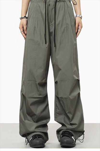 Pantalones deportivos casuales lisos con cordón y cintura elástica