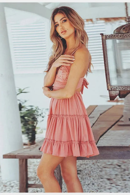 Mini vestido bohemio blanco de tirantes finos