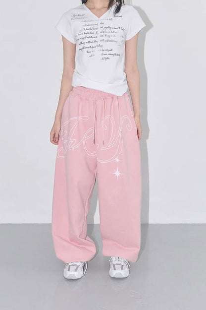 Pantalones Casuales Vintage con Ala de Letra de Hip-hop