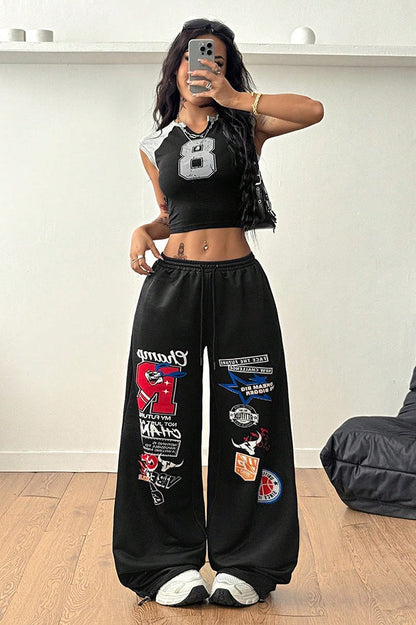 Pantalones informales anchos de hip hop estampados