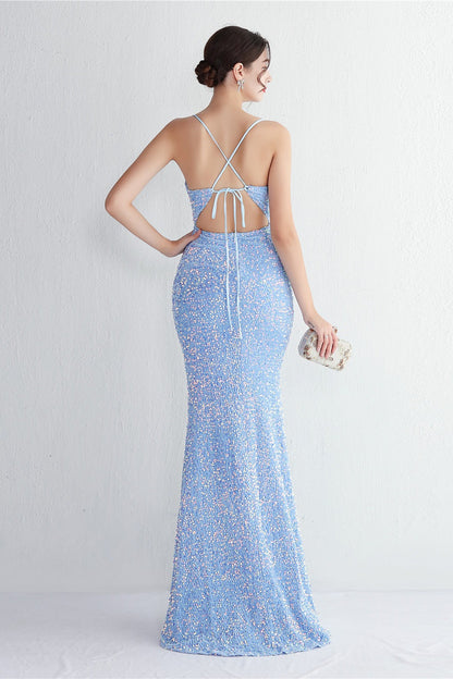 Elegante vestido de fiesta de terciopelo con lentejuelas