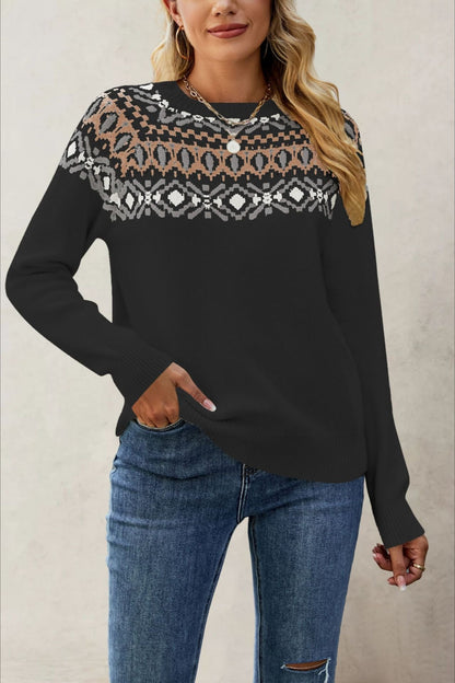 Suéter Jacquard de Punto Cuello Redondo