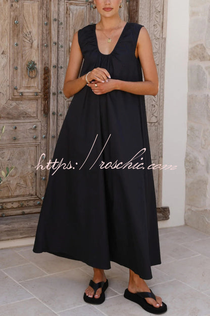 Solid Color Loose Sleeveless Casual Vacation Maxi Dress