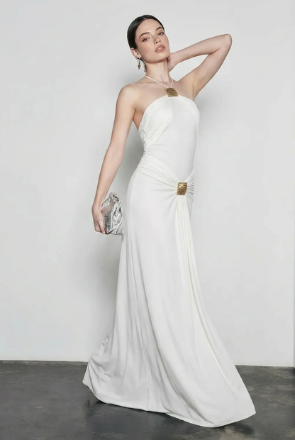 Halter Neck Ruched Bodycon Vacation Dress