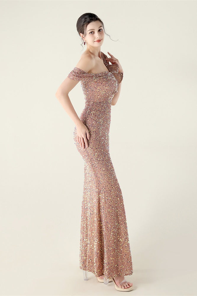 Vestido de fiesta formal con volante y un solo hombro drapeado