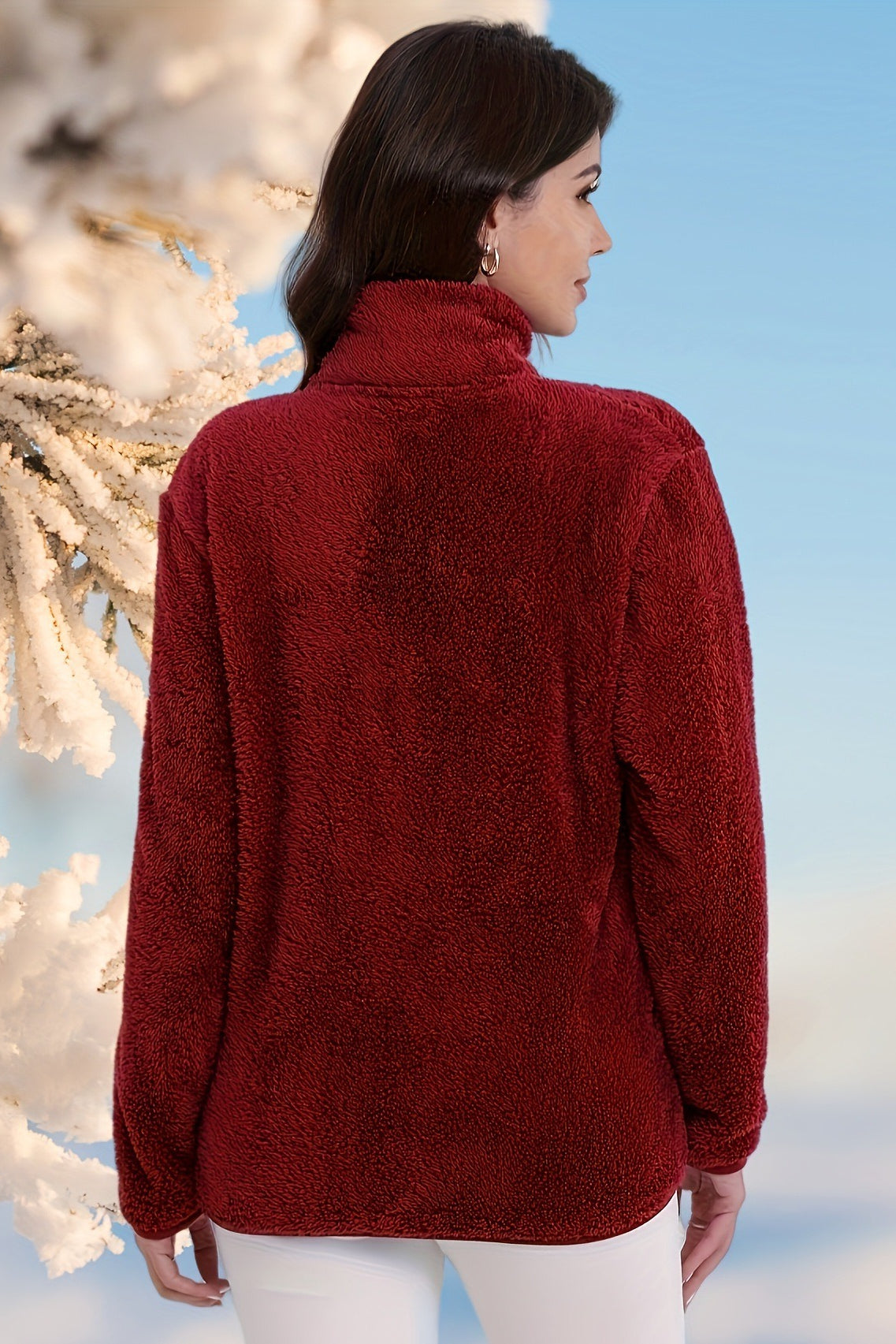 Chaqueta Casual Afelpada con Cremallera