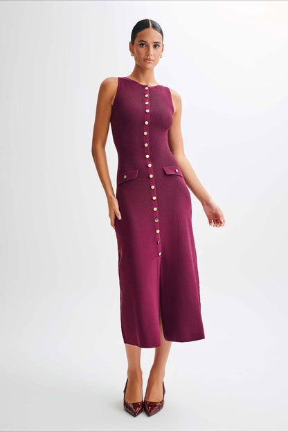 Vestido de punto entallado sin mangas