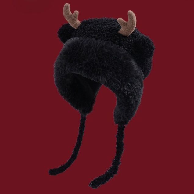 Gorro slouchy cómodo de felpa con orejeras