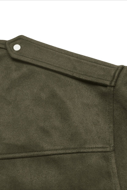 Cazadora bomber de imitación de ante con cuello de solapa