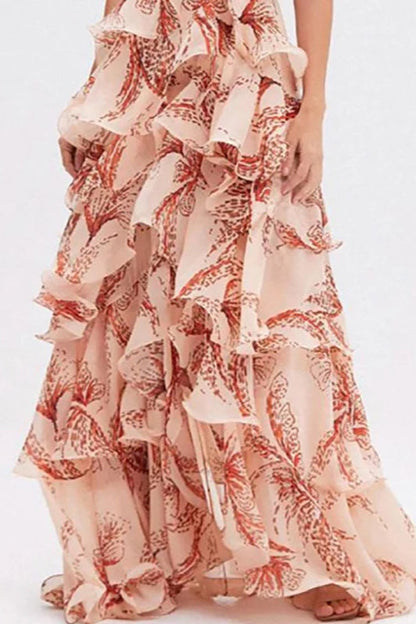 Elegante vestido bohemio plisado con cuello en V