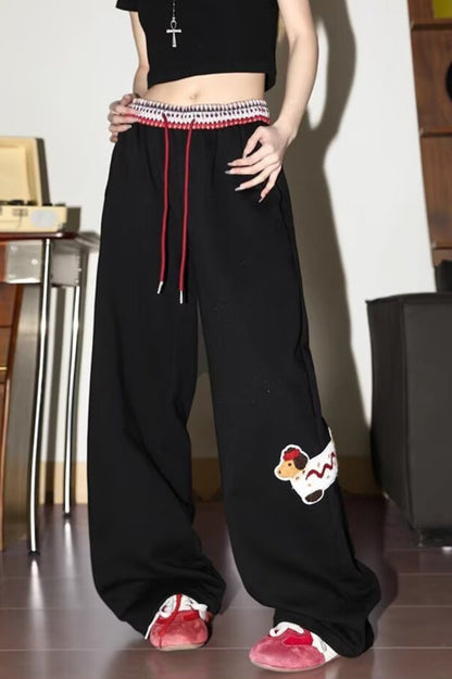 Pantalones de chándal rectos sueltos estampados