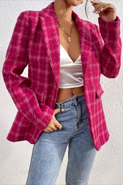 Chaqueta Blazer Elegante de Cuadros Rojos