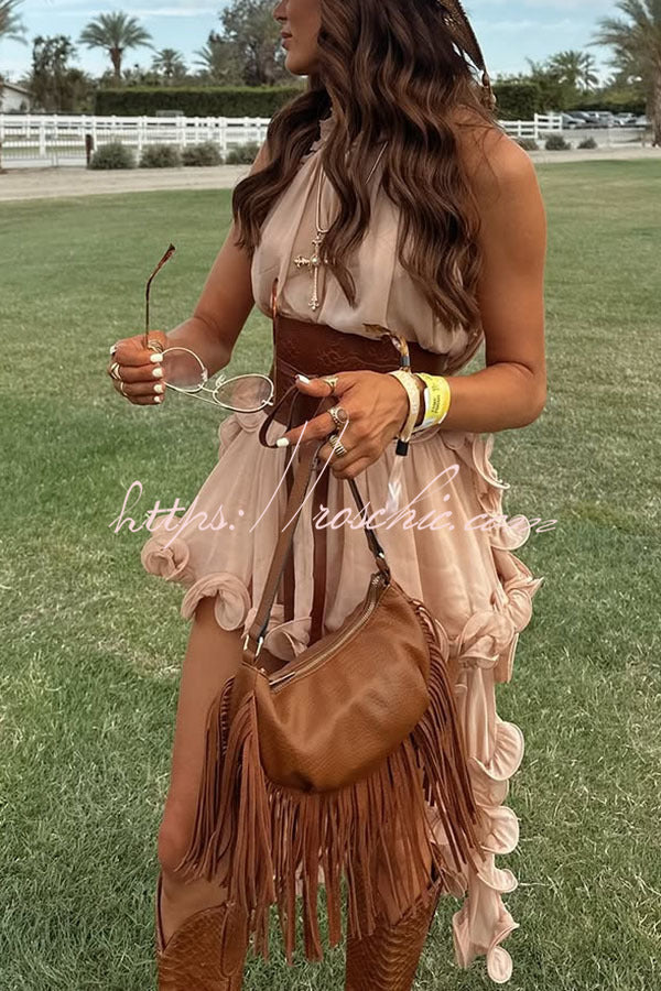 Romantic Drama Chiffon Wavy Ruffles Elastic Waist Loose Shorts (Shipped Within 24 Hours)