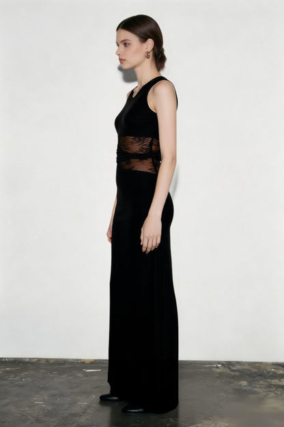 Cut Out Lace Panel Sleeveless Bodycon Dress