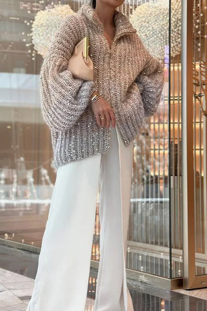 Chanel-Style Sequin Knit Cardigan