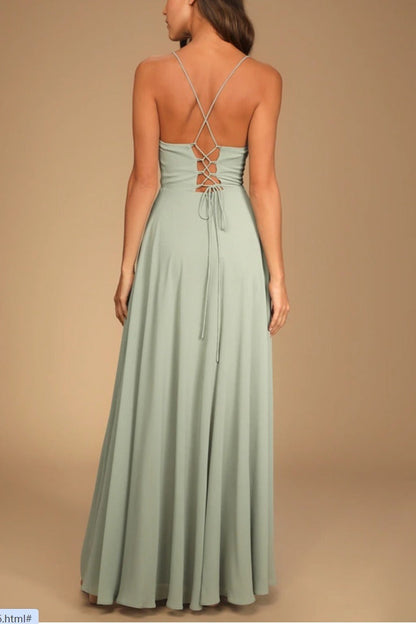Vestido largo de fiesta halter sin espalda sexy