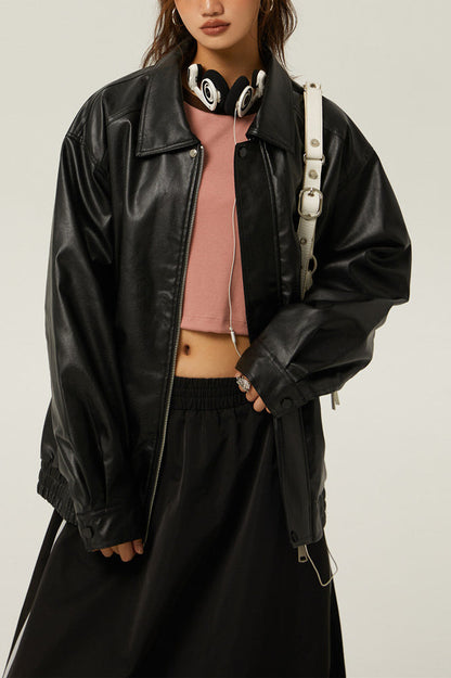 Chaqueta de moto holgada retro