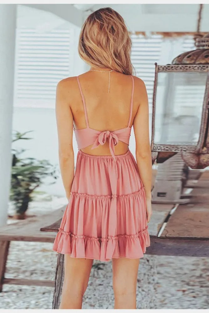 Mini vestido bohemio blanco de tirantes finos