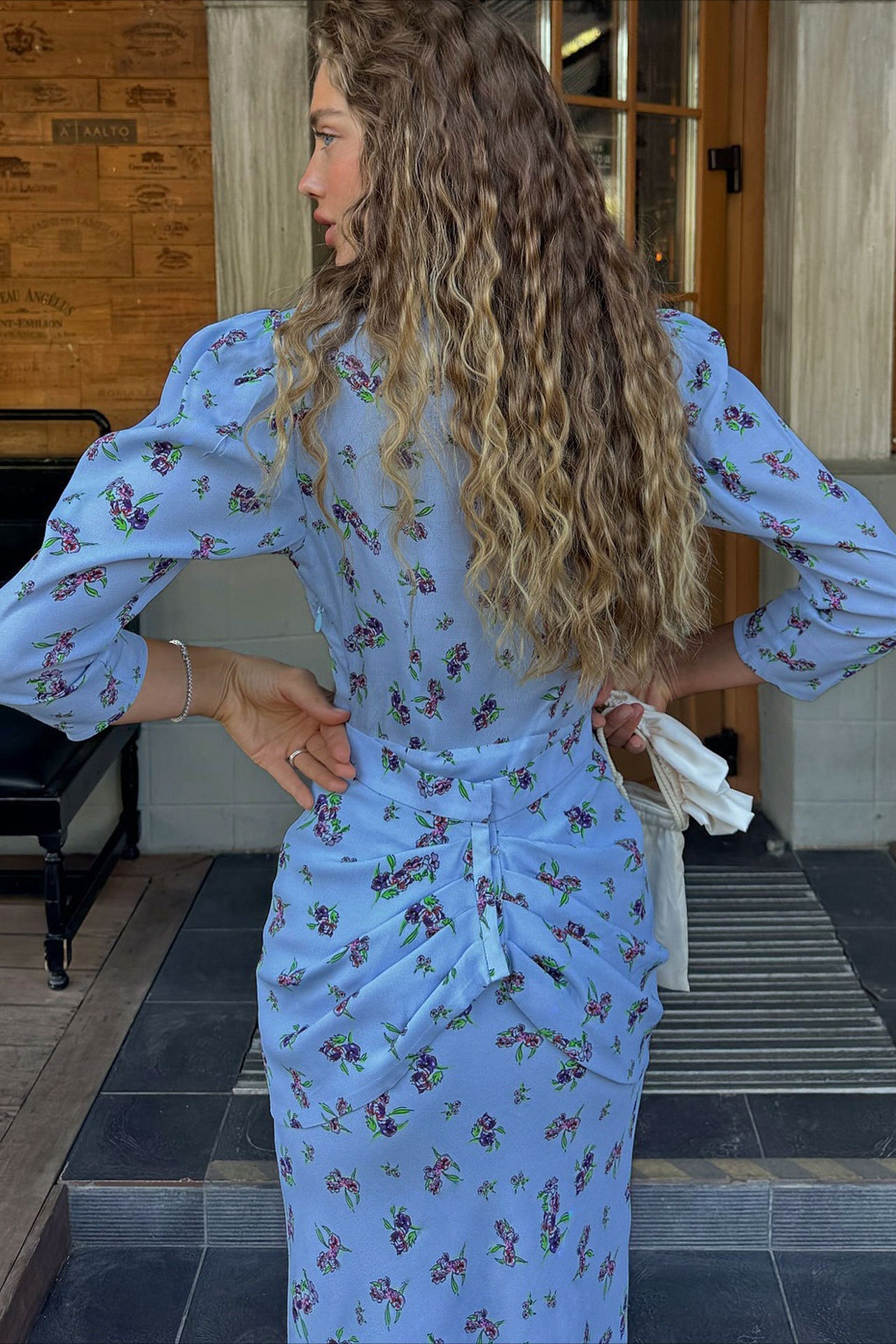 Slim Waist V Neck Elegant Floral Dress
