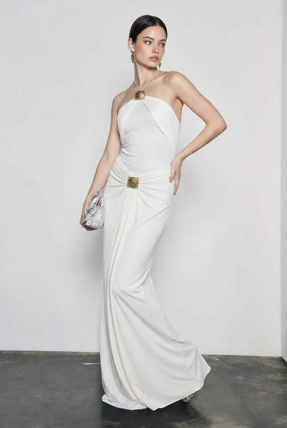 Halter Neck Ruched Bodycon Vacation Dress