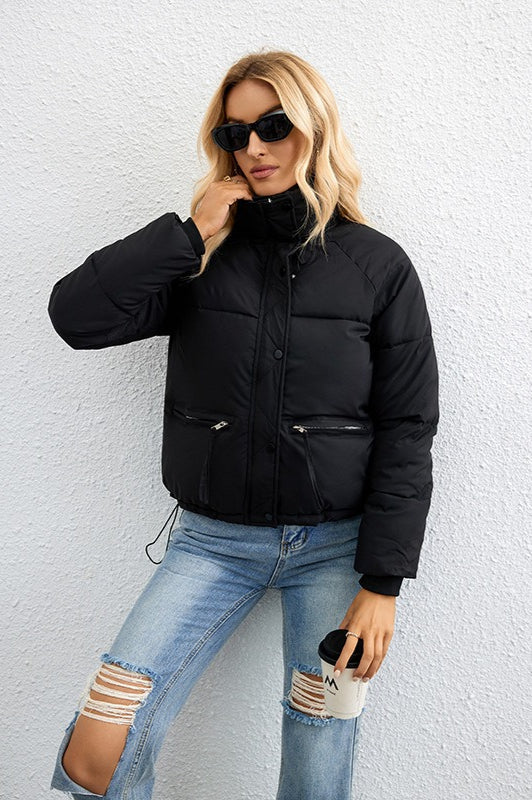 Chaqueta Puffer Corta con Cuello Mandarín Relaxed
