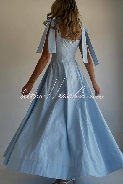 Solid Color Sleeveless Tie-up Suspender Elegant Patchwork Maxi Dress