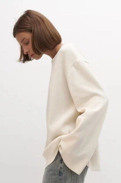 Cotton Pullover Open-Back Loose Sexy Knit Top