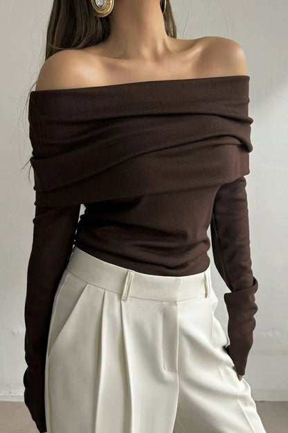 One Shoulder Fitted Knit Sweater